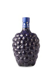 Blackberry-shaped bottle with a blue cap on a white background